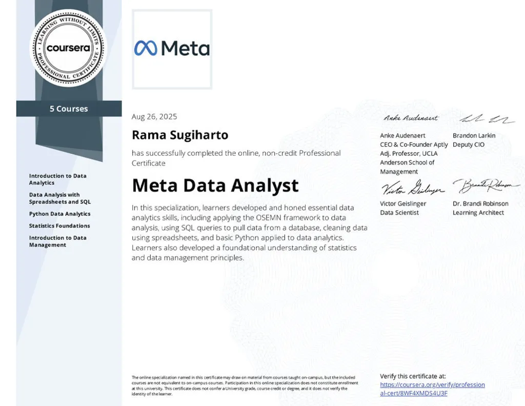 Specialization Certificate - Meta Data Analyst
